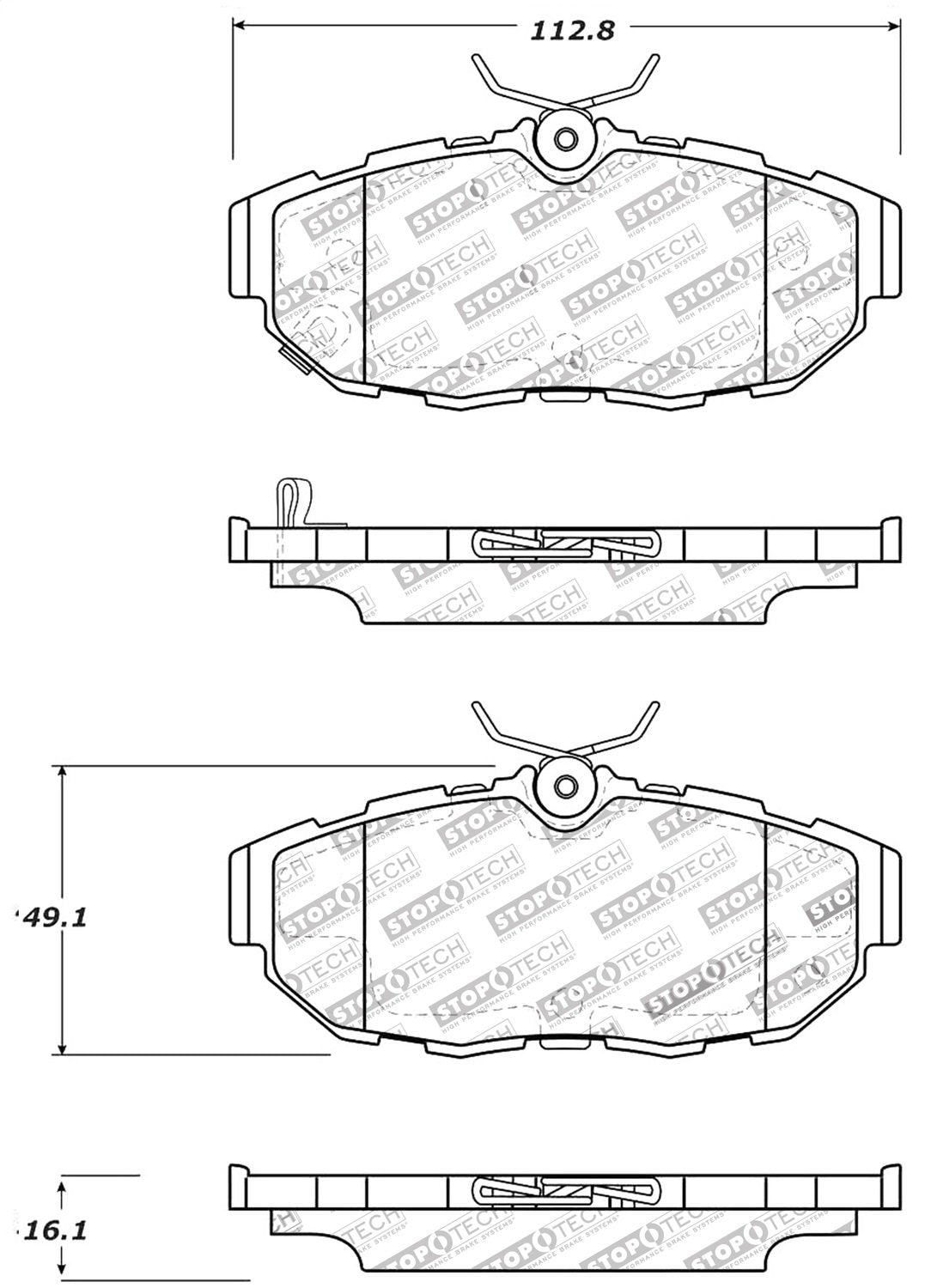 Sport Brake Pads StopTech 309.14650 with Shims and Hardware