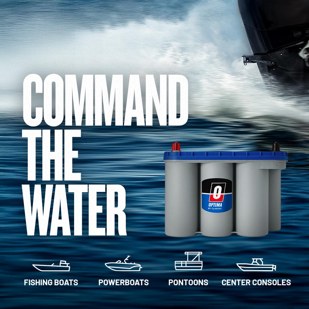 OPTIMA Batteries BlueTop High Performance D27M Dual Purpose Deep Cycle and Starting Sealed AGM Boat and RV Battery, 800 CCA, Dual Terminal, Maintenance Free, Versitile Mounting
