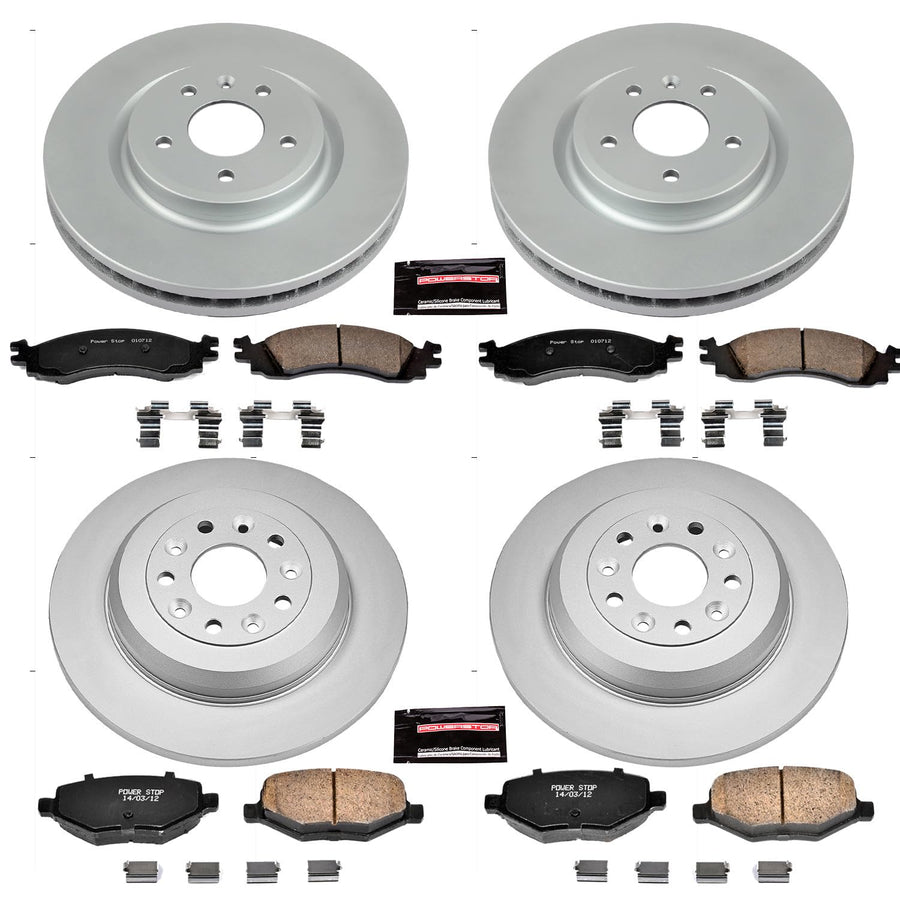 Power Stop CRK5508 Brake Rotor & Coated Ceramic Brake Pads- front & rear For Ford Taurus 2010 [Model Specific]