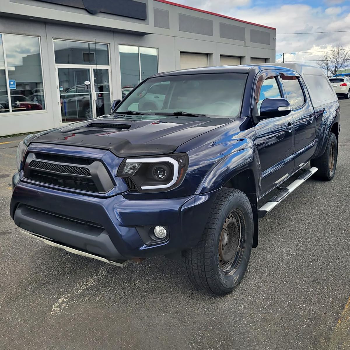 Black Projector Headlights w/LED Bar SPEC-D TUNING Compatible with 2012-2015 Toyota Tacoma, Left + Right Head Lights Assembly