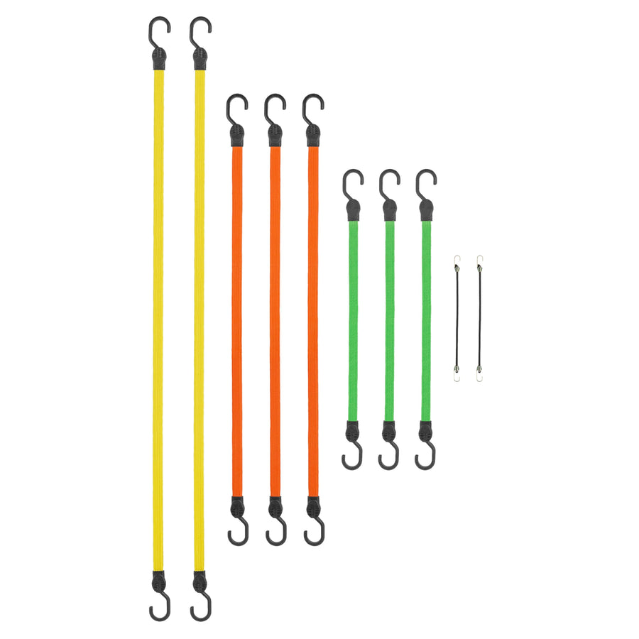 SmartStraps - SmartStraps 215 Bungee Cords (10pc Value Pack) – Secure Luggage, Coolers and Other Light Loads for Transport – Flat Strap Bungee Cords Distribute Load to Reduce Slipping