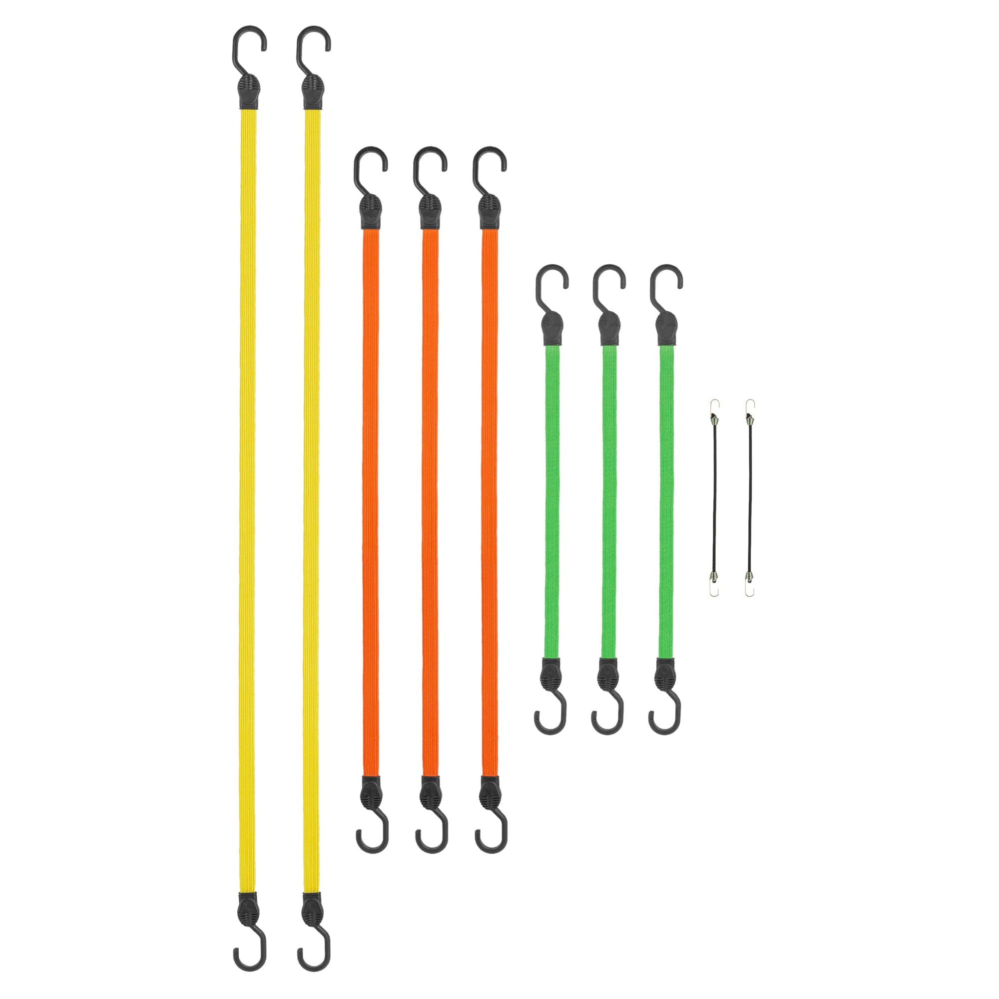 SmartStraps - SmartStraps 215 Bungee Cords (10pc Value Pack) – Secure Luggage, Coolers and Other Light Loads for Transport – Flat Strap Bungee Cords Distribute Load to Reduce Slipping
