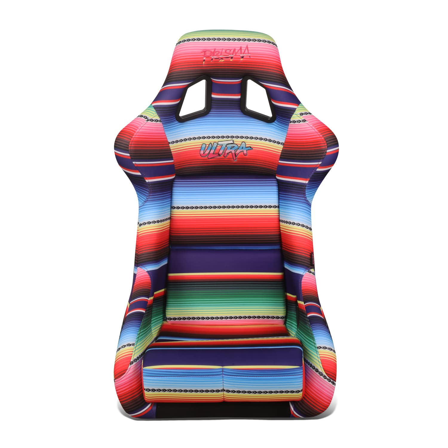 NRG Innovations Prisma NRG-FRP-302-MEXICALI Fixed Back Bucket Racing Seat wBottom Mount, Serape Design/Fresh Red Glitter Back
