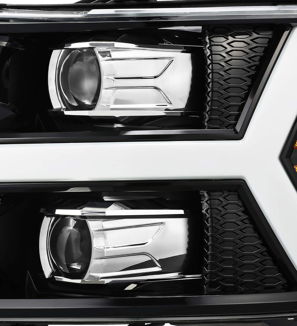 07-13 Chevy 1500HD AlphaRex (880206) PRO-Series Proj Headlight Plank Style Gloss Blk w/Activ Light/Seq Signal