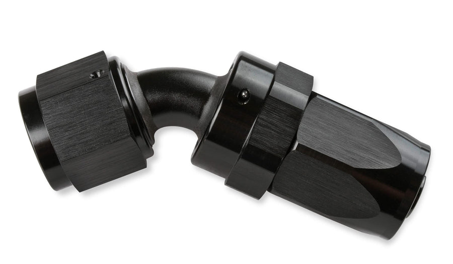 45 Degree Mr. Gasket Co. Swivel Hose End -6 Black 224506-BL
