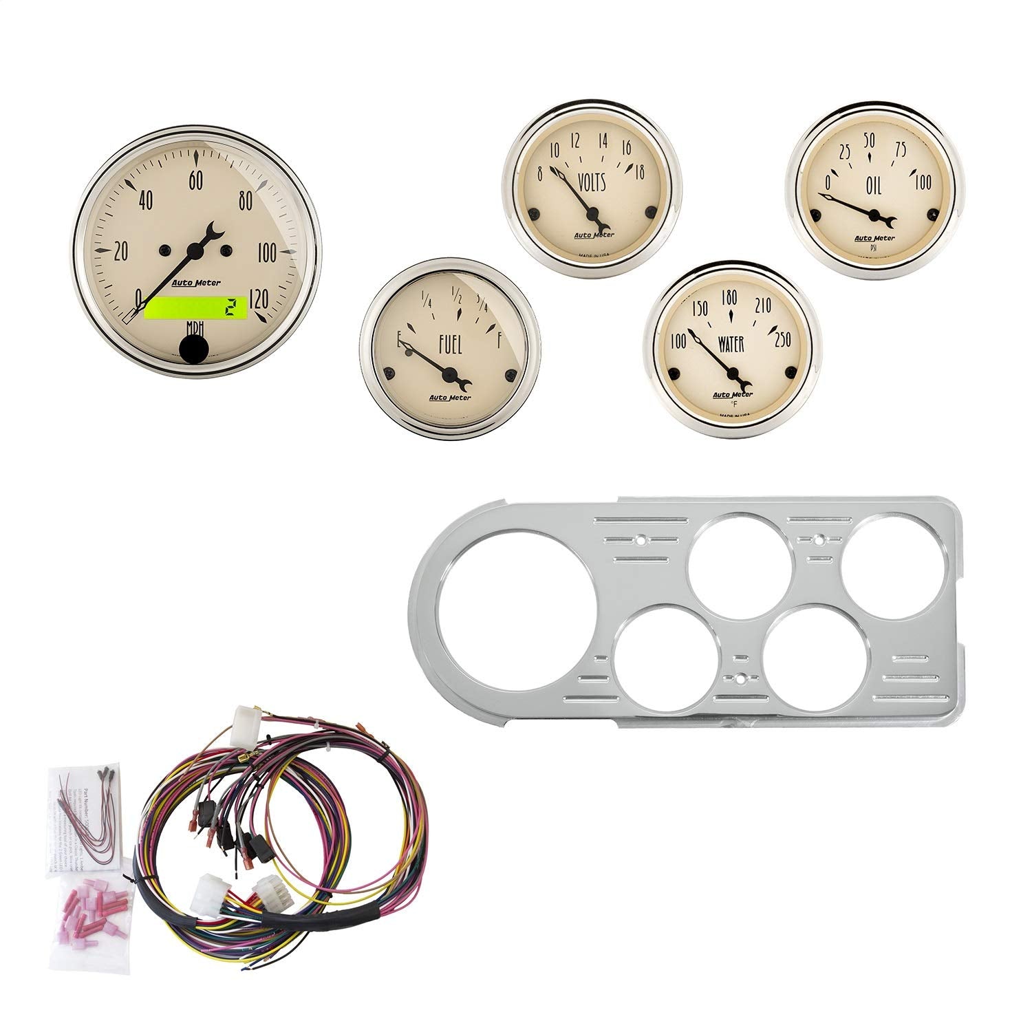 Gauge Kit AutoMeter 7046-AB, 5 Pc, Ford Truck 48-50, Mph/Fuel/Oilp/Wtmp/Bat, Ab