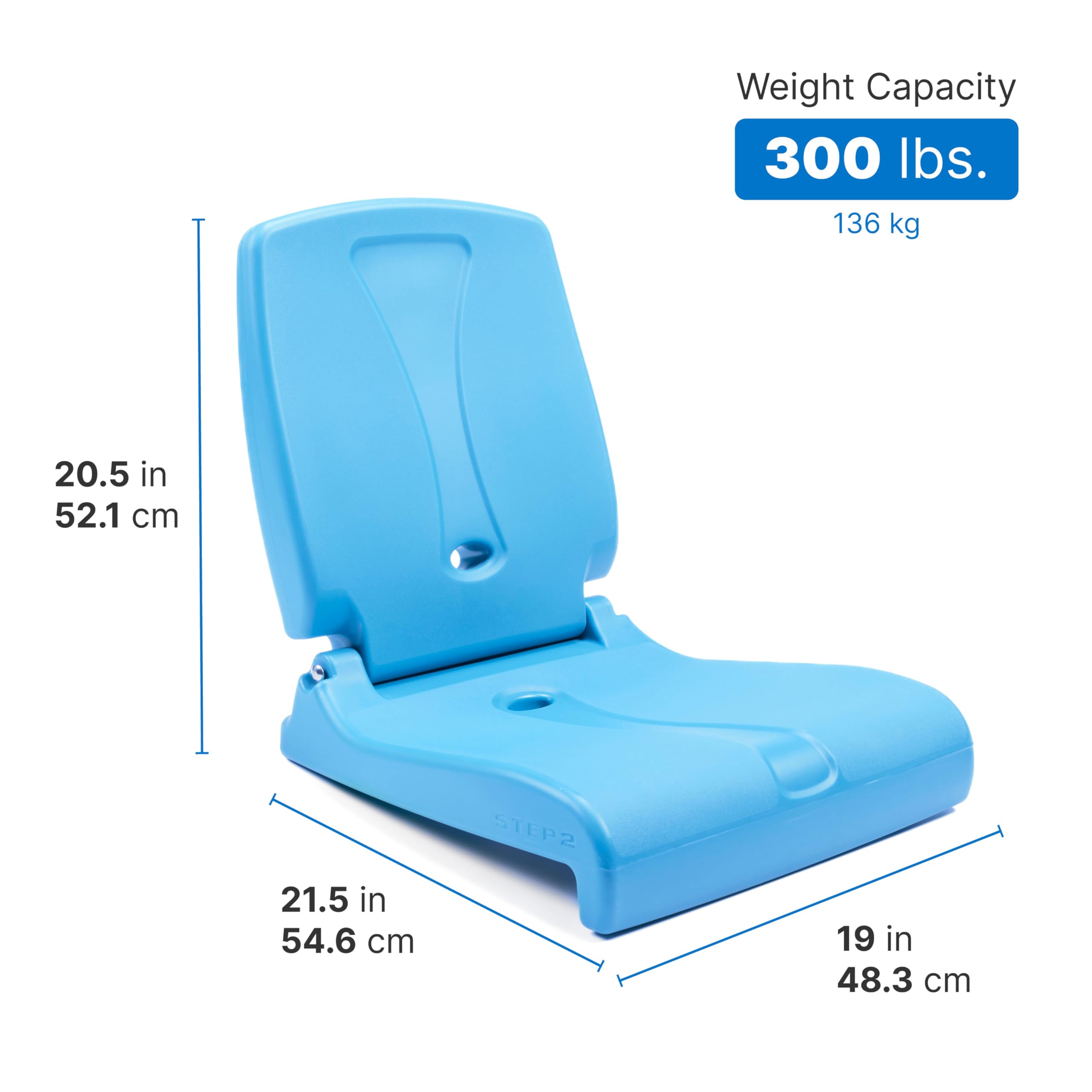Step2 Flip Seat Folding, Lightweight Portable Outdoor Chair for Poolside, Camping, Beach, Boats, Tailgates, Durable Ground Chair with Back Support for Adults, Capri Blue