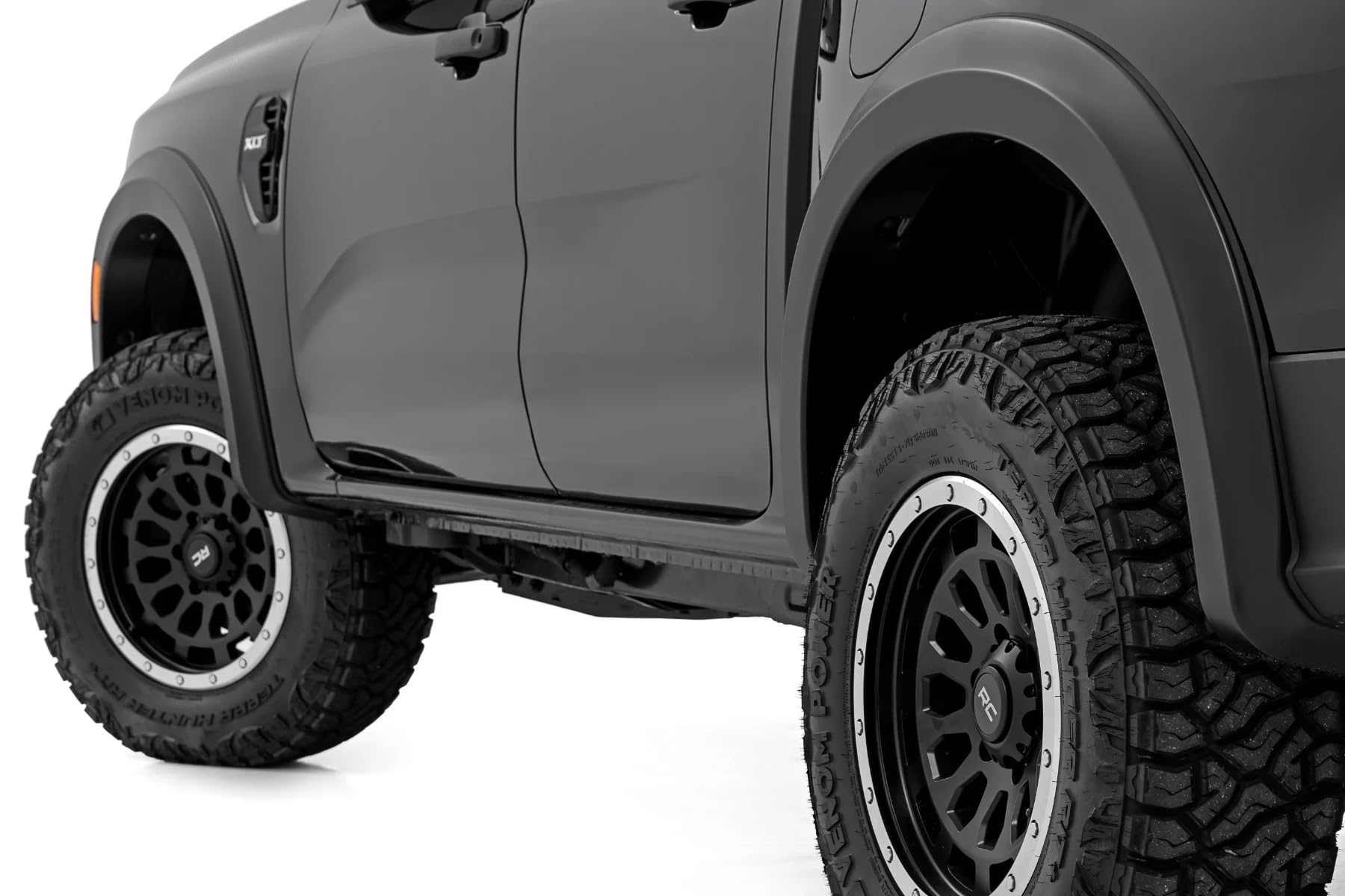 Sport Fender Flares Rough Country for Ford Ranger (2024-2025) - Durable ABS Flares, 1.25" Coverage, No-Drill Install, UV-Protected Flat Black Finish, Set of 4