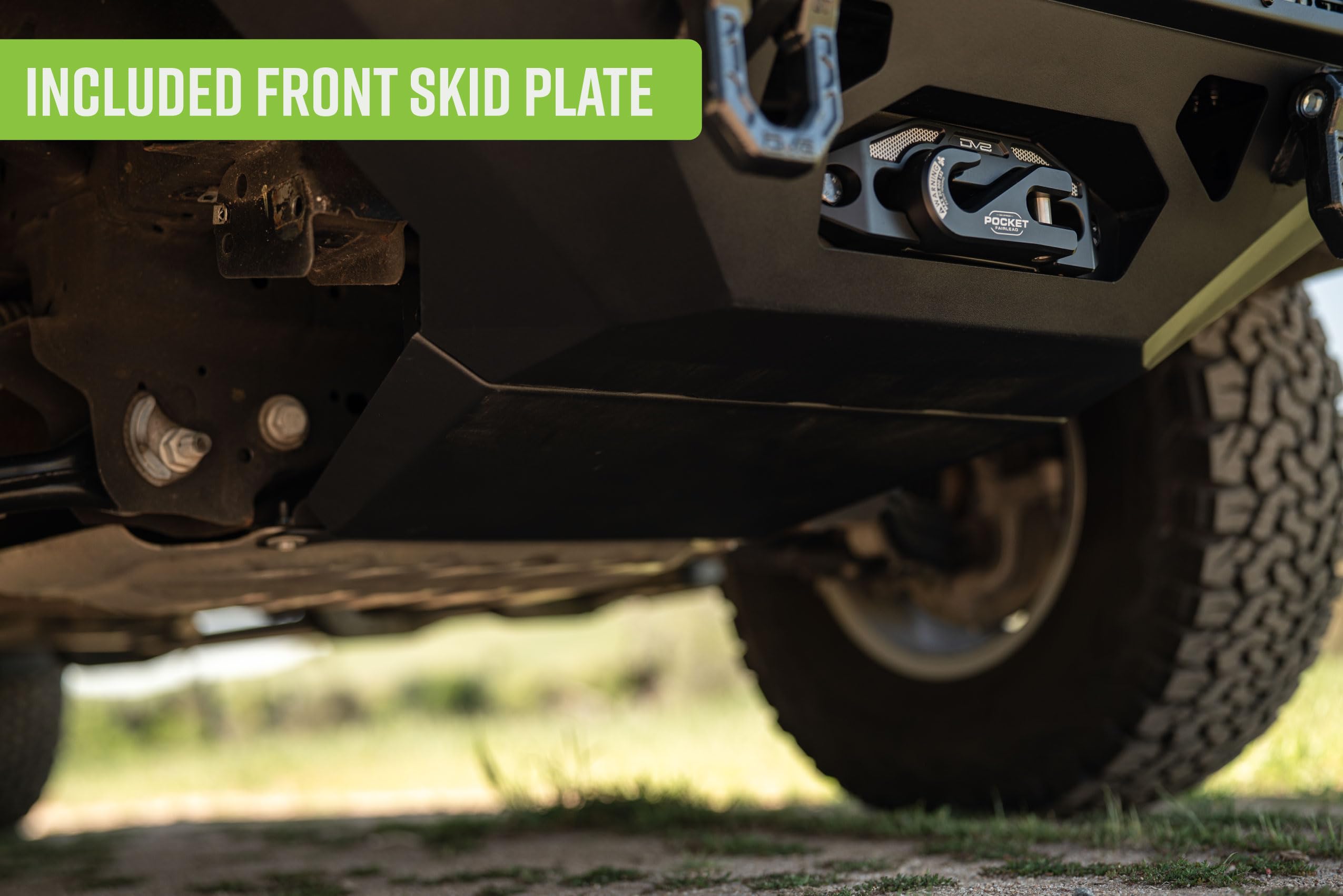 2022-2025 Chevy Silverado 1500 DV8 Offroad Spec Series Front Bumper | Low-Profile Fitment | Hidden Winch Mount | 20" Light Bar Mount | (2) Pod Light Mounts | Pair of D-Ring Mounts | Front Skid Plate