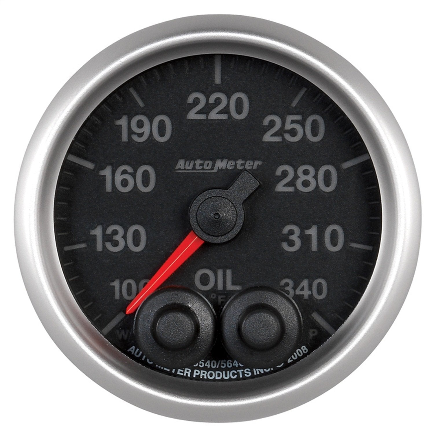 Gauge, AutoMeter 5640-05702, Oil Temp, 2 1/16", 340ºf, Stepper Mtr W/Pk & Wrn, Elite, W/O Pro-Control