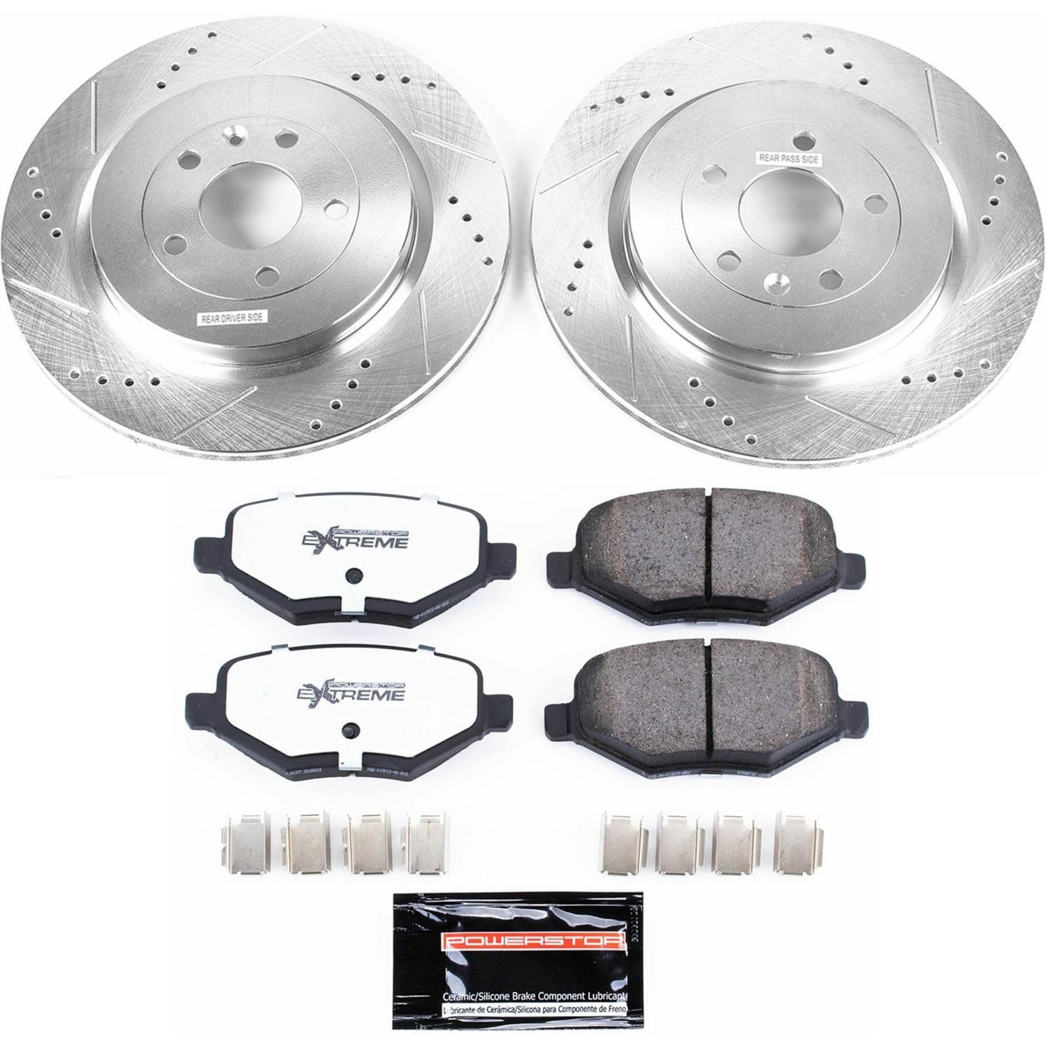 Power Stop K7724-36 Brake Kit Rear Z36 Truck & Tow, Carbon Fiber Ceramic Brake Pads and Drilled/Slotted Rotors