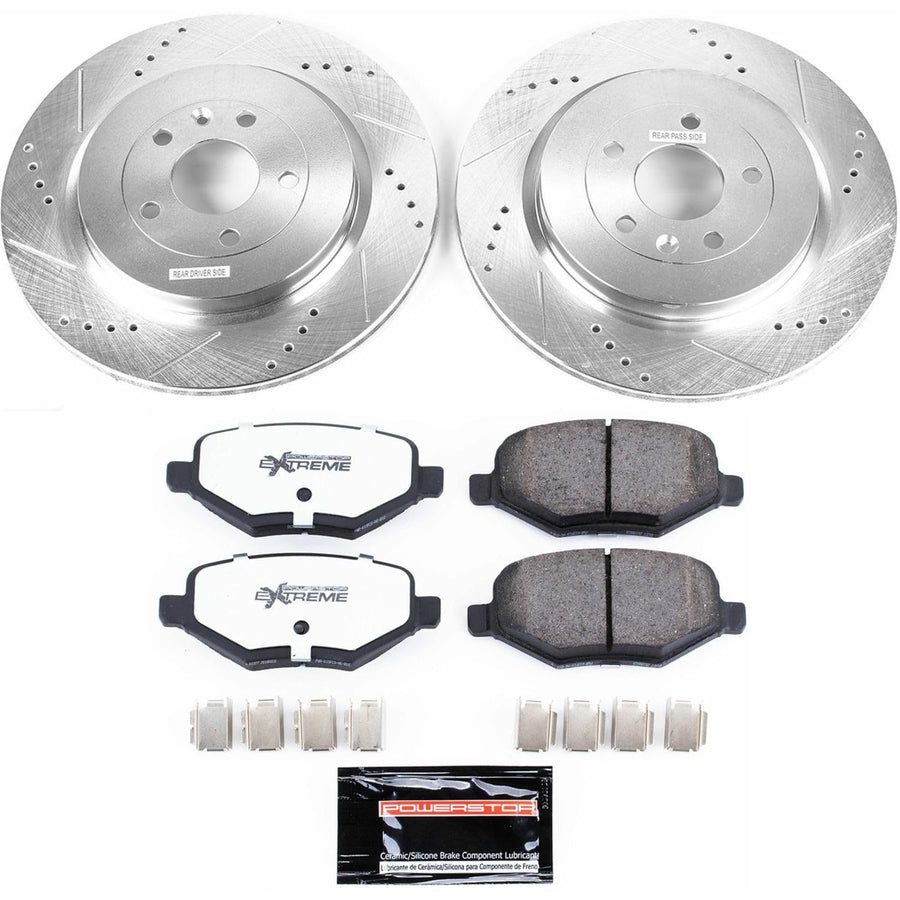 Power Stop K7724-36 Brake Kit Rear Z36 Truck & Tow, Carbon Fiber Ceramic Brake Pads and Drilled/Slotted Rotors