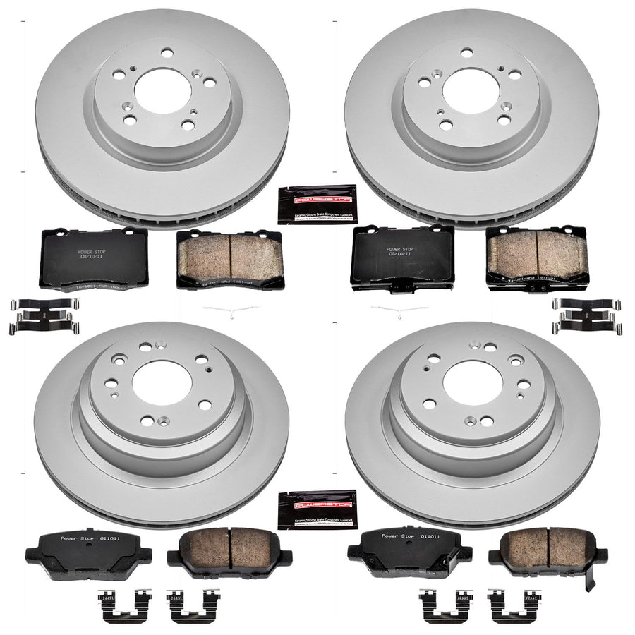 Power Stop CRK4045 Brake Rotor & Coated Ceramic Brake Pads- front & rear For Acura RL 2005-2012 [Model Specific]