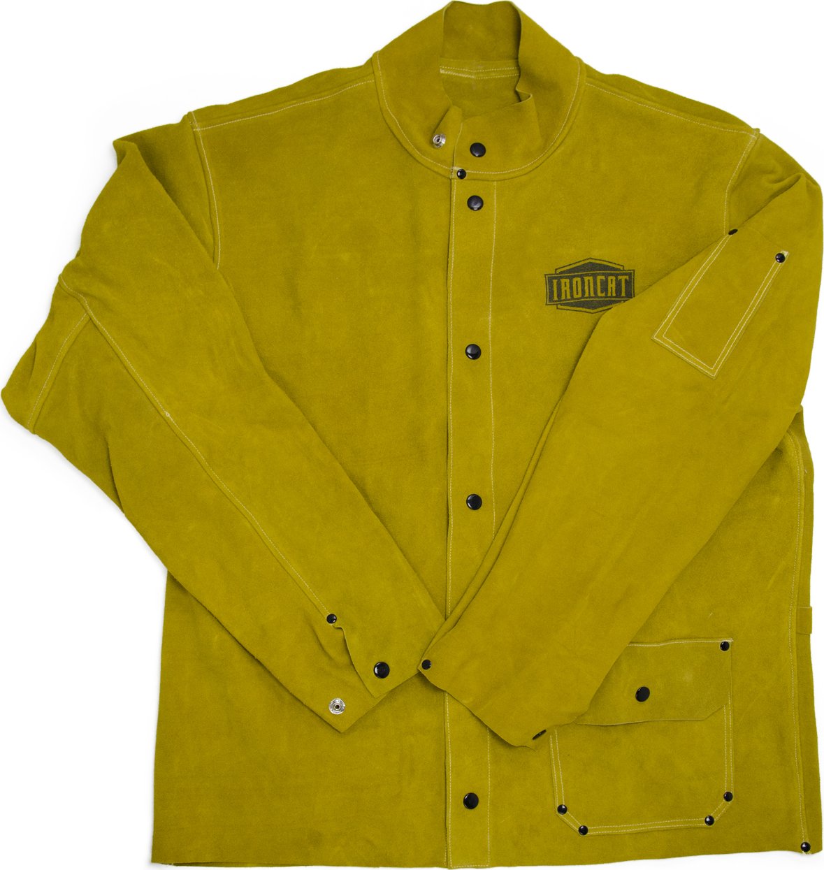 7005 IRONCAT Heat Resistant Split Cowhide Leather Jacket - X-Large, Kevlar Thread Stitched Welding Jacket in Golden Yellow. Welding Gears