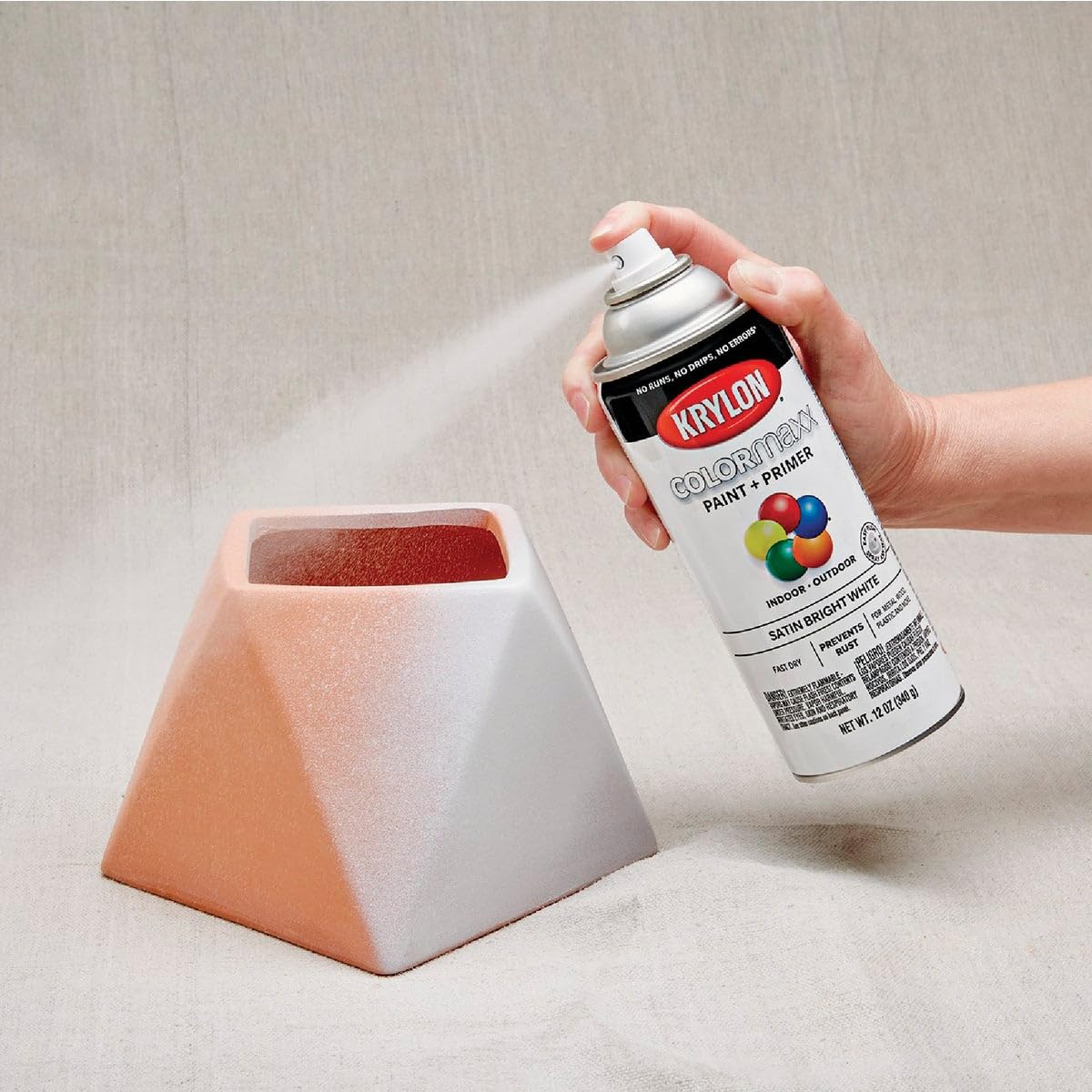 Krylon COLORmaxx K05558007 Spray Paint and Primer for Indoor/Outdoor Use, Satin Bright White
