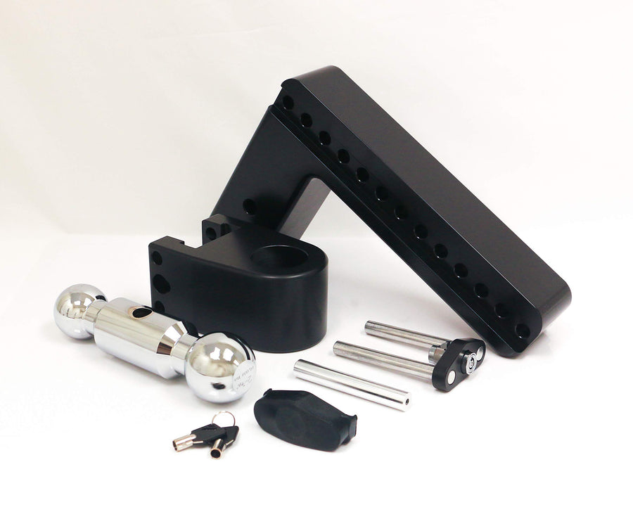 Weigh Safe CTB103CERBLA, 180 Hitch 10" Drop w/ 3" Shank/Shaft, Adjustable Aluminum Trailer Hitch & Ball Mount, Chrome Plated Combo Ball (2" & 2-5/16") & a Double-pin Key Lock CERAKOTE Black