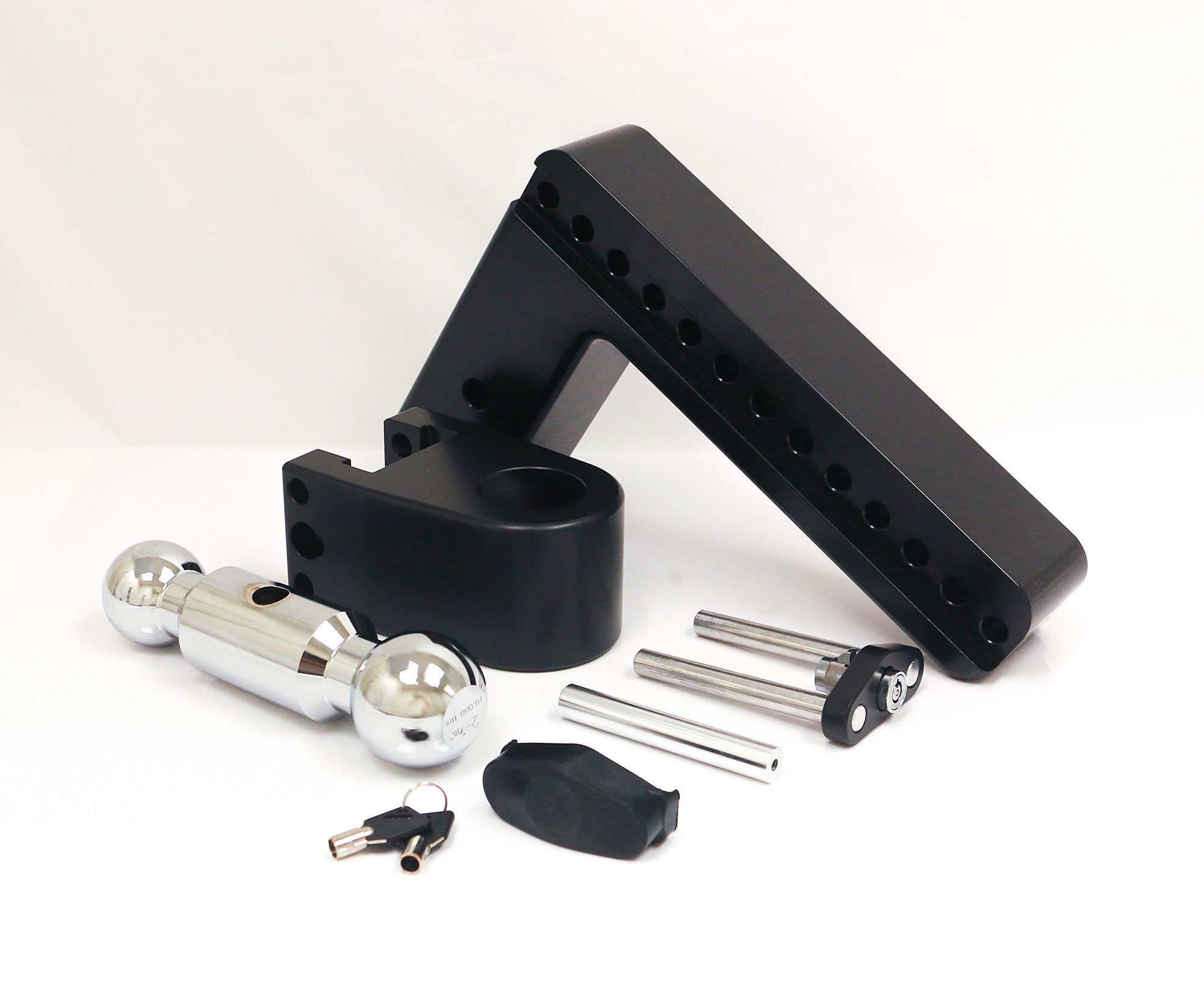 Weigh Safe CTB103CERBLA, 180 Hitch 10" Drop w/ 3" Shank/Shaft, Adjustable Aluminum Trailer Hitch & Ball Mount, Chrome Plated Combo Ball (2" & 2-5/16") & a Double-pin Key Lock CERAKOTE Black