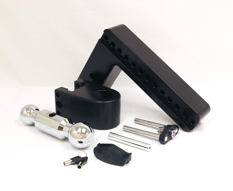 Weigh Safe CTB103CERBLA, 180 Hitch 10" Drop w/ 3" Shank/Shaft, Adjustable Aluminum Trailer Hitch & Ball Mount, Chrome Plated Combo Ball (2" & 2-5/16") & a Double-pin Key Lock CERAKOTE Black