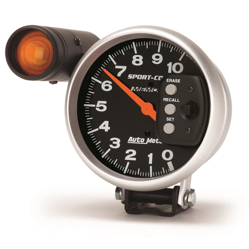 Auto Meter Monster Sport-Comp Tachometers Shift-Lite Tachometer, Sport-Comp, 0-10,000 rpm, 5 in., Analog, Electrical, with Shift Light/ Memory, Each