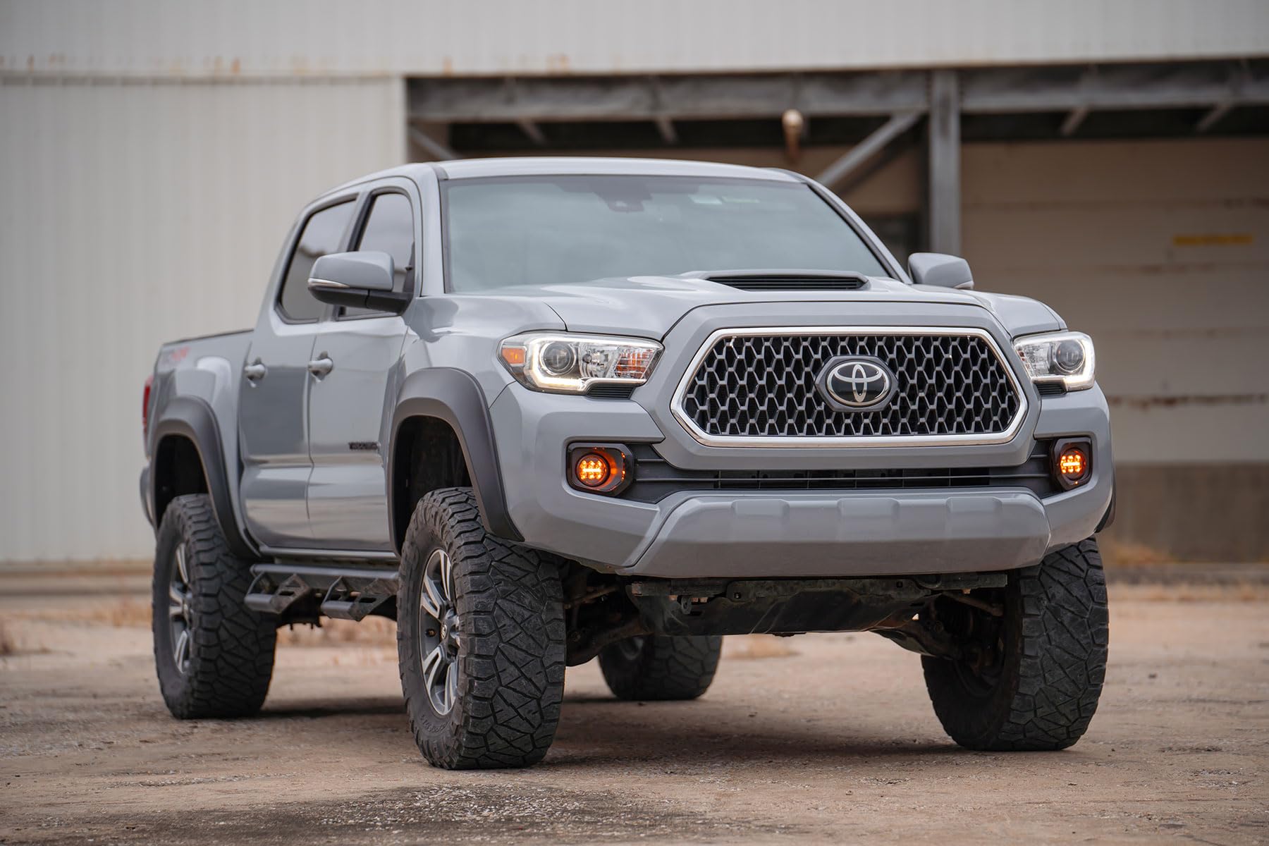 Sport Style Rough Country Fender Flares for Toyota Tacoma (2016-2023) - Durable ABS Flares, 1" Coverage, No-Drill Install, UV-Protected Flat Black Finish