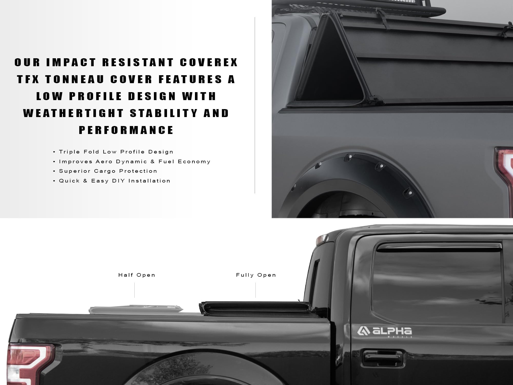 Armordillo TF Series CoveRex Lightweight Soft Vinyl Tri-Fold Truck Bed Tonneau Cover|Compatible with 2024-2025 Toyota Tacoma 5 Ft (60") Short Bed|8735565|Truck Bed Cover