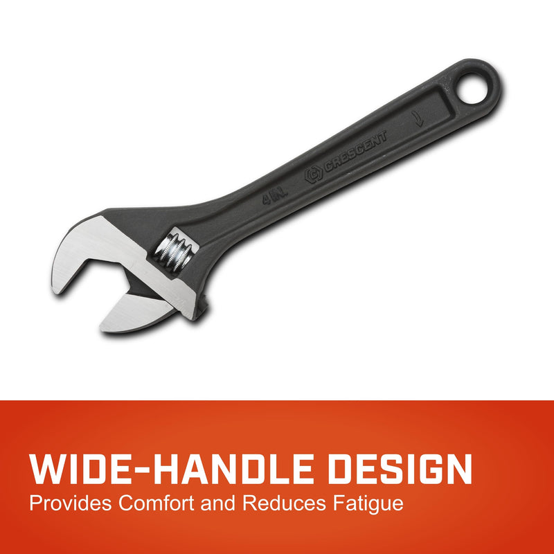 4" Adjustable Crescent Black Oxide Wrench - Bagged - AT24BK