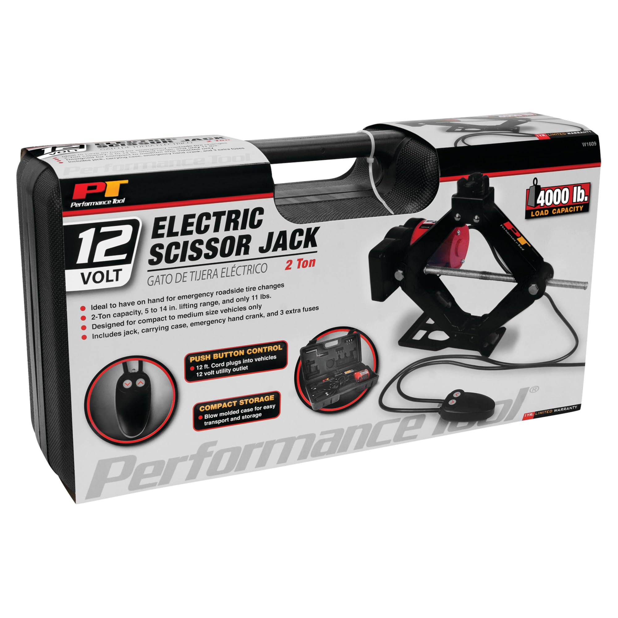 Performance Tool 2-Ton W1609 12 Volt Remote Controlled Electric Scissor Jack: Efficient and Convenient Automotive Lifting Solution