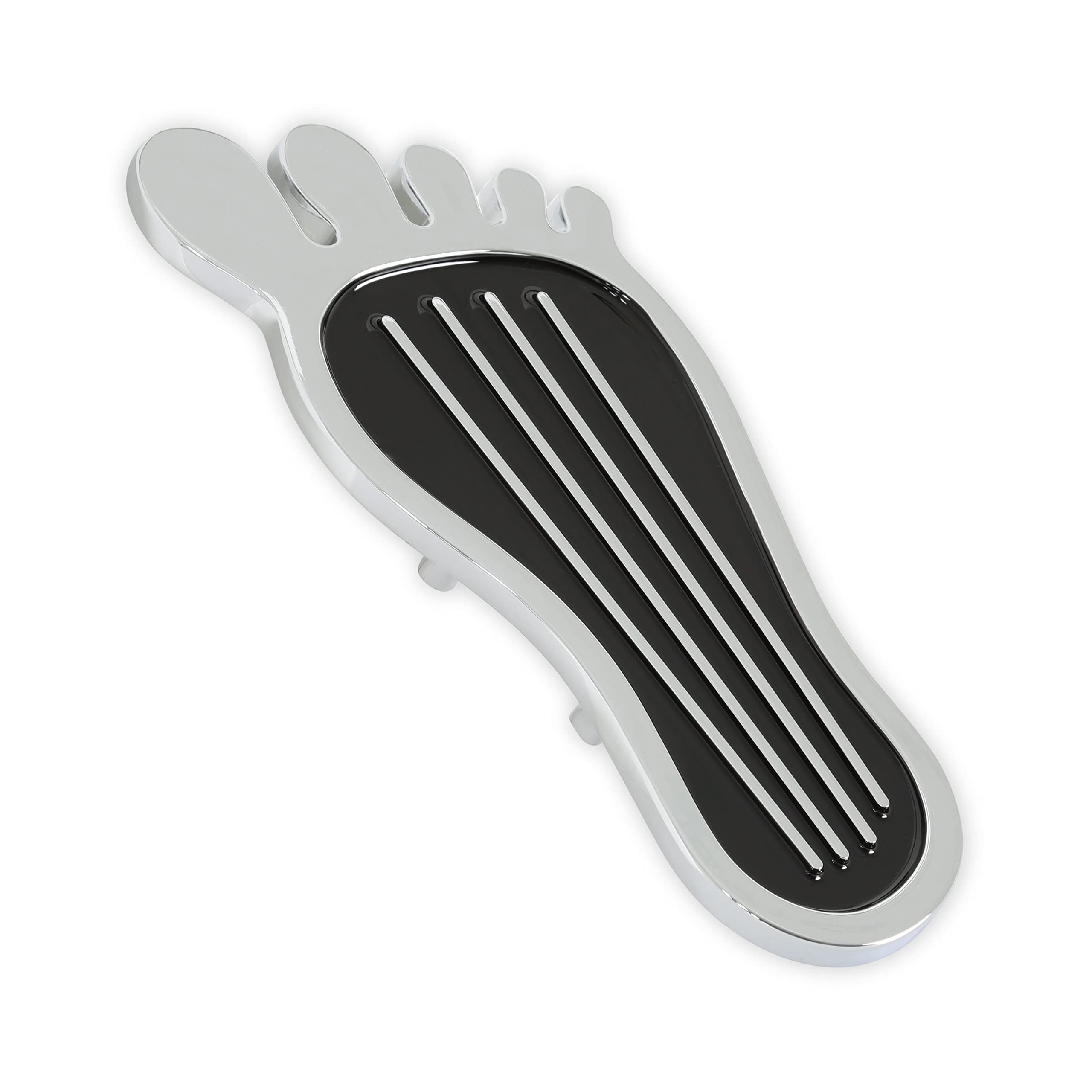 Foot Print Gas Pedal Pad Mr. Gasket - Aluminum - Chrome & Painted Black Trim