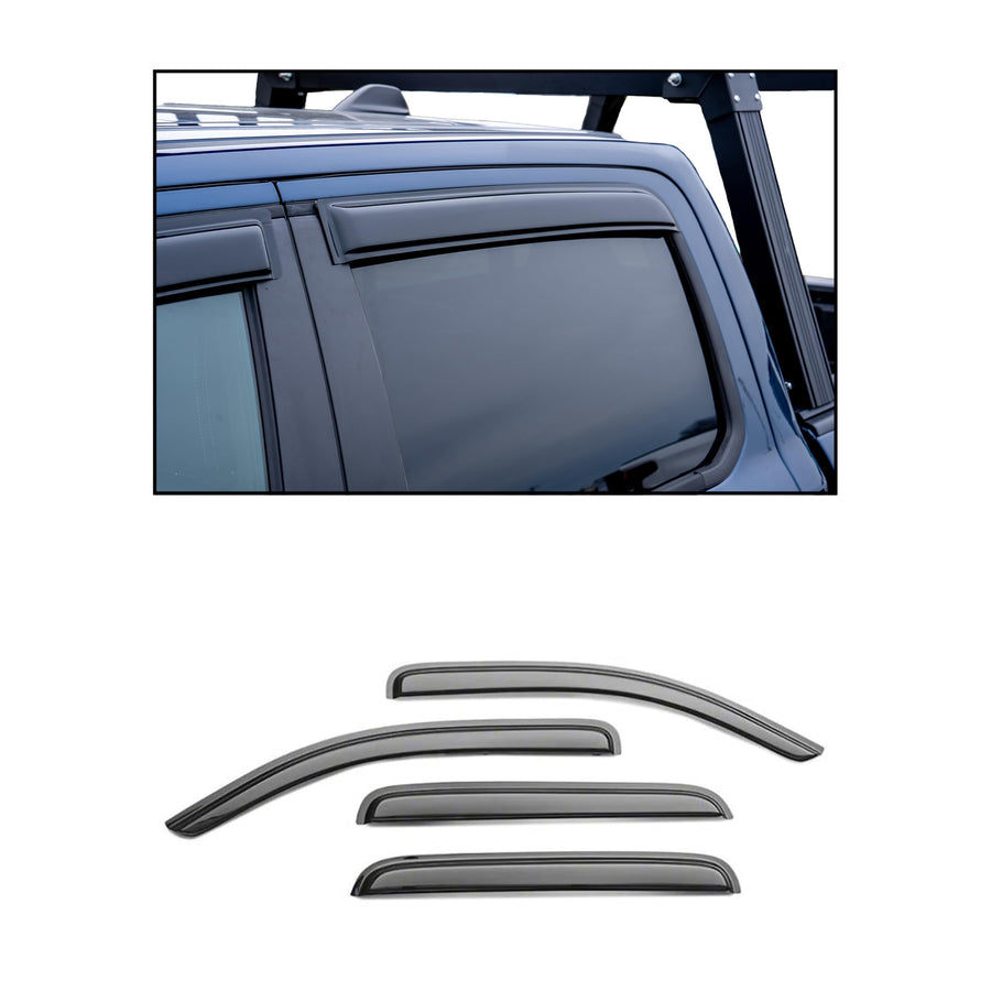 Tape On Black Horse Off Road [BHOR] Rain Guards/Wind Deflectors Compatible with 2022-2024 Nissan Frontier Crew Cab Smoke 4 PCs - 14-94409