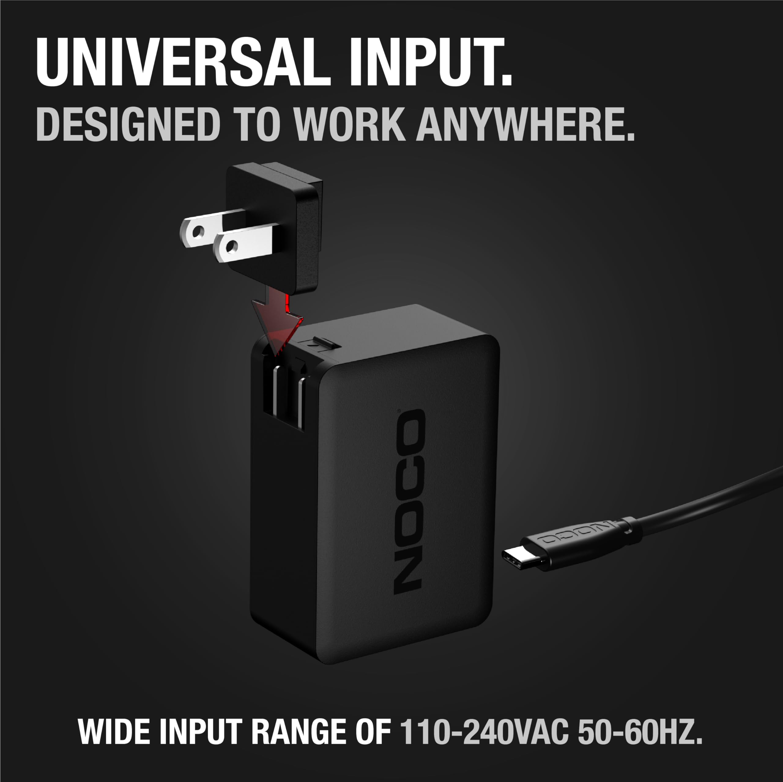 65W NOCO U65 USB-C Charger, Power Delivery (PD) Fast Portable Micro Wall Charger and International Travel Charger with Interchangeable Plugs for Apple, Google, Samsung, Microsoft and More