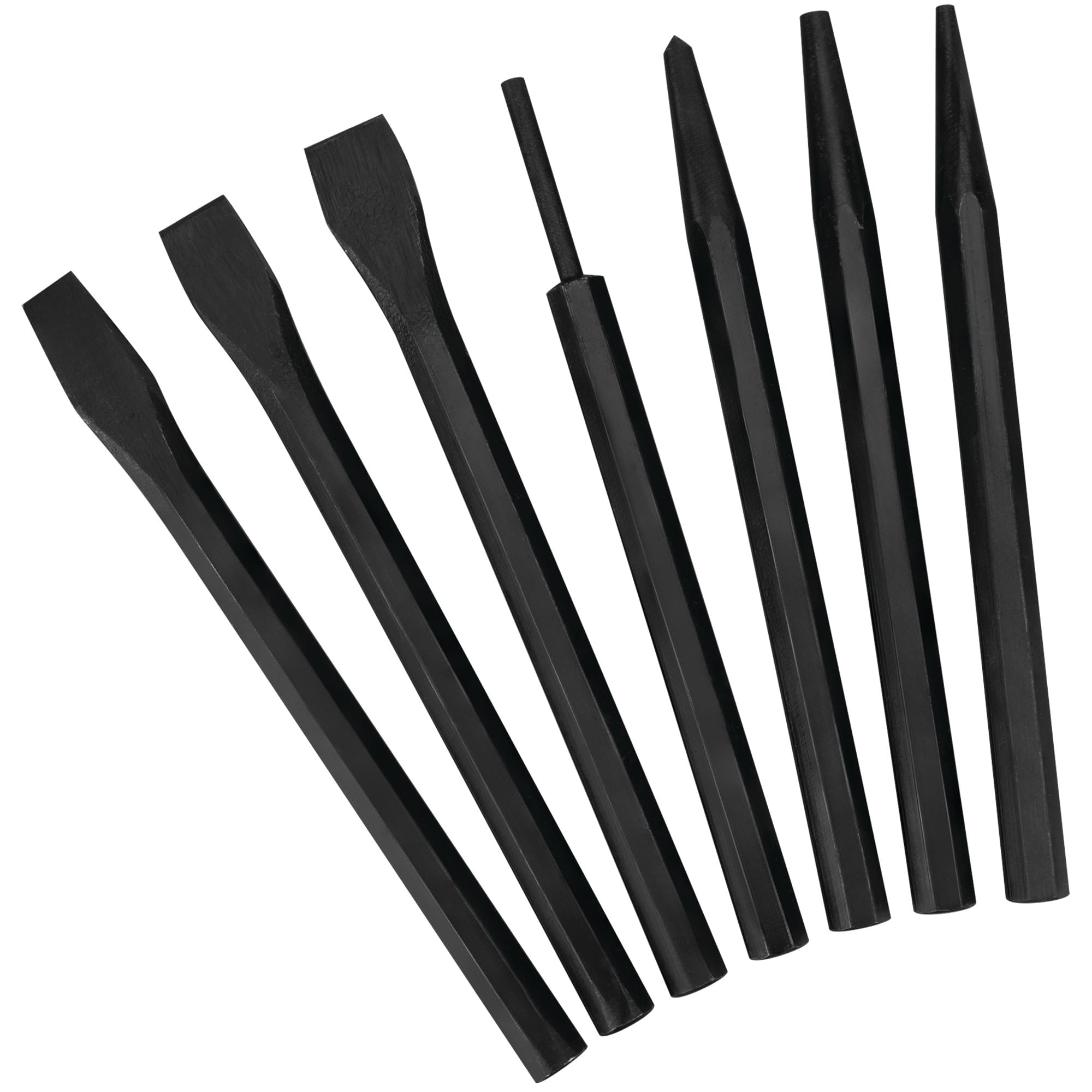 7-Piece Performance Tool 1937 Punch and Chisel Set - Heavy Duty Tools for Precision Metalworking and Woodworking Tasks