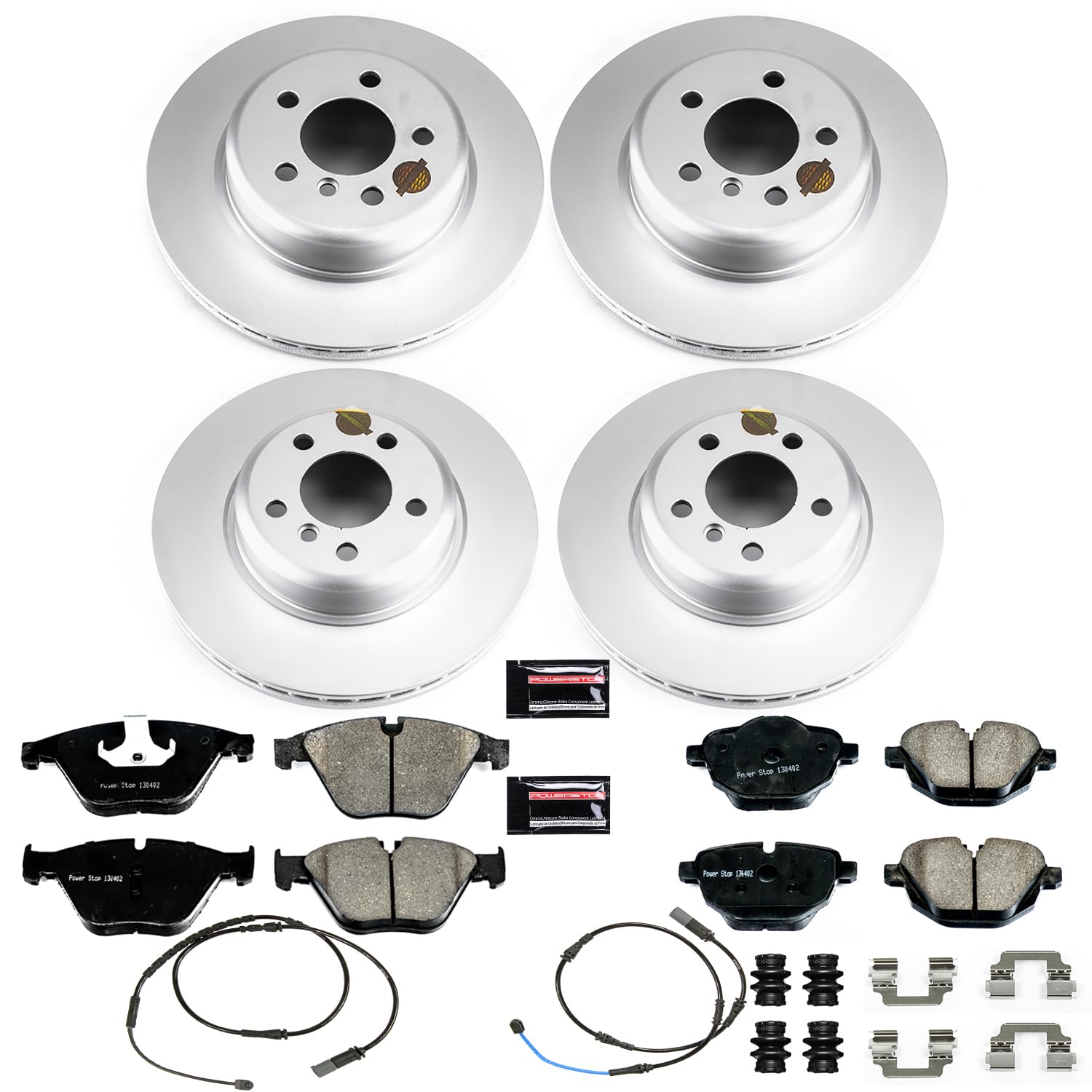 Power Stop CRK7237 Front and Rear Brake Kit- Coated Brake Rotors & Z23 Carbon-Fiber Ceramic Brake Pads For BMW 528i 2014-2016 [Model Specific]