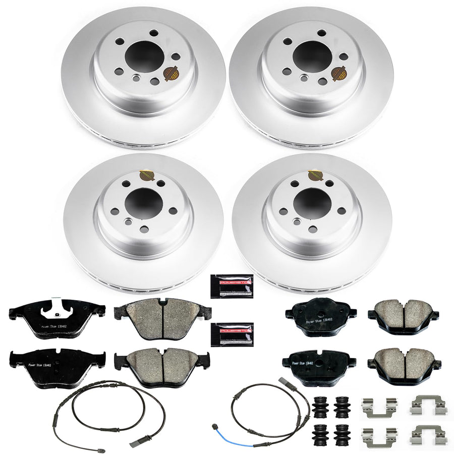 Power Stop CRK7237 Front and Rear Brake Kit- Coated Brake Rotors & Z23 Carbon-Fiber Ceramic Brake Pads For BMW 528i 2014-2016 [Model Specific]