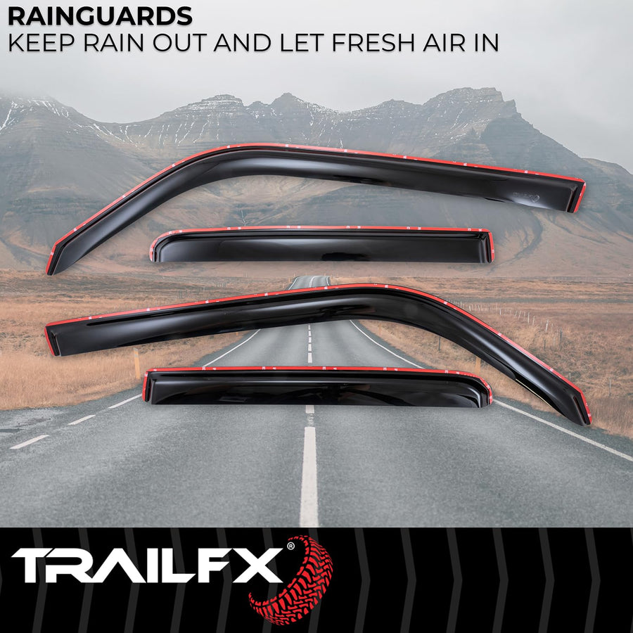TrailFX Rain Guards Low Profile Fits 2010-2024 Toyota 4Runner in-Channel Smoked Window Vents Acrylic Rainguards Snap-in Installation Set of 4 Rain Guards TrailFX 4242IC