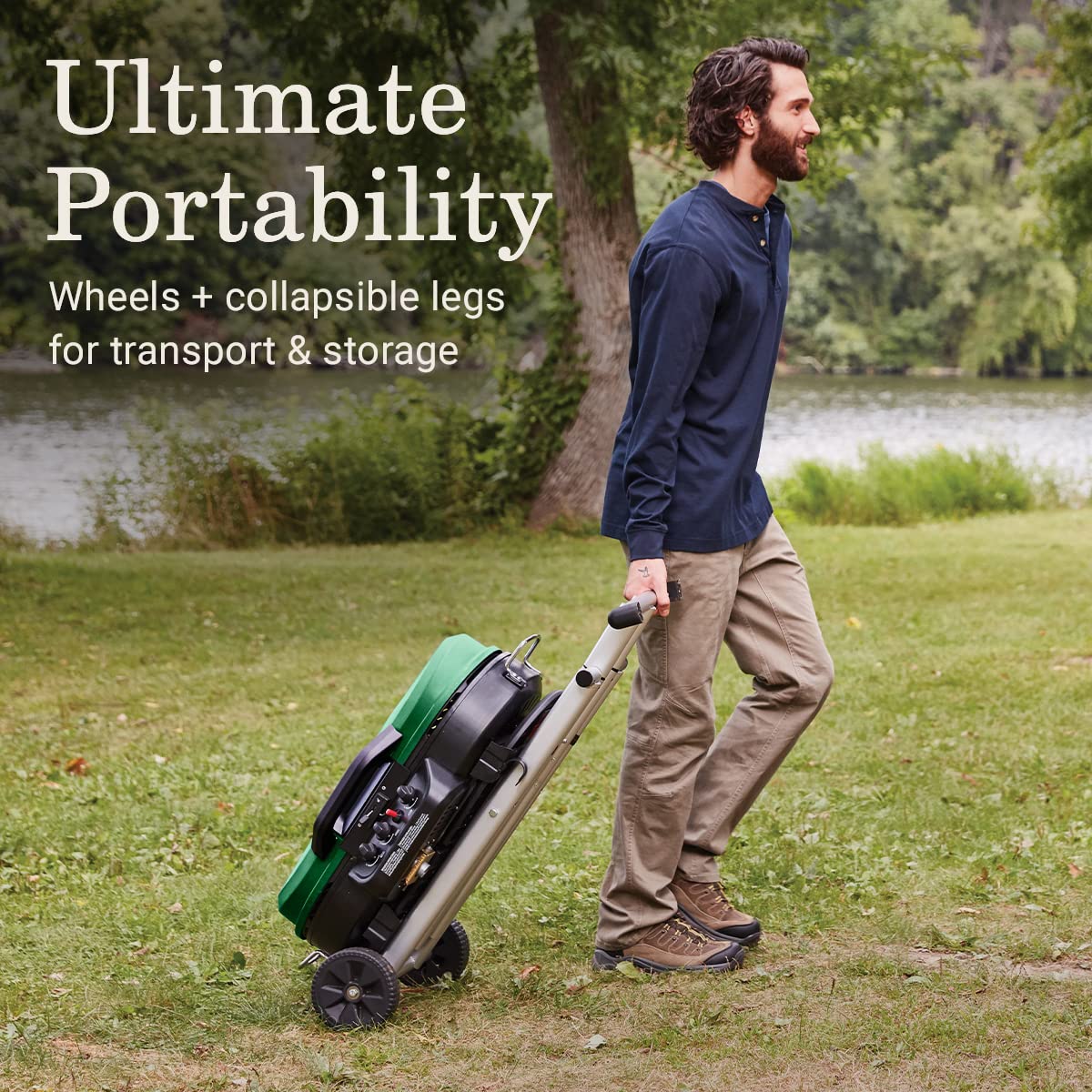 RoadTrip Coleman 285 Portable Stand-Up Propane Grill with 3 Adjustable Burners & Instastart Ignition, 20,000 BTUs of Power for Outdoor Cooking, Camping, Tailgating, Grilling, BBQs, & More