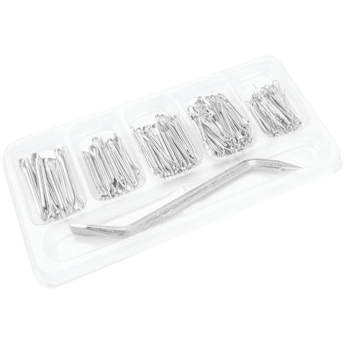 145 pc. Performance Tool 1536 Cotter Pin Set w/Removal Tool, Galvanized Steel, Steel Removal Tool, Storage Case