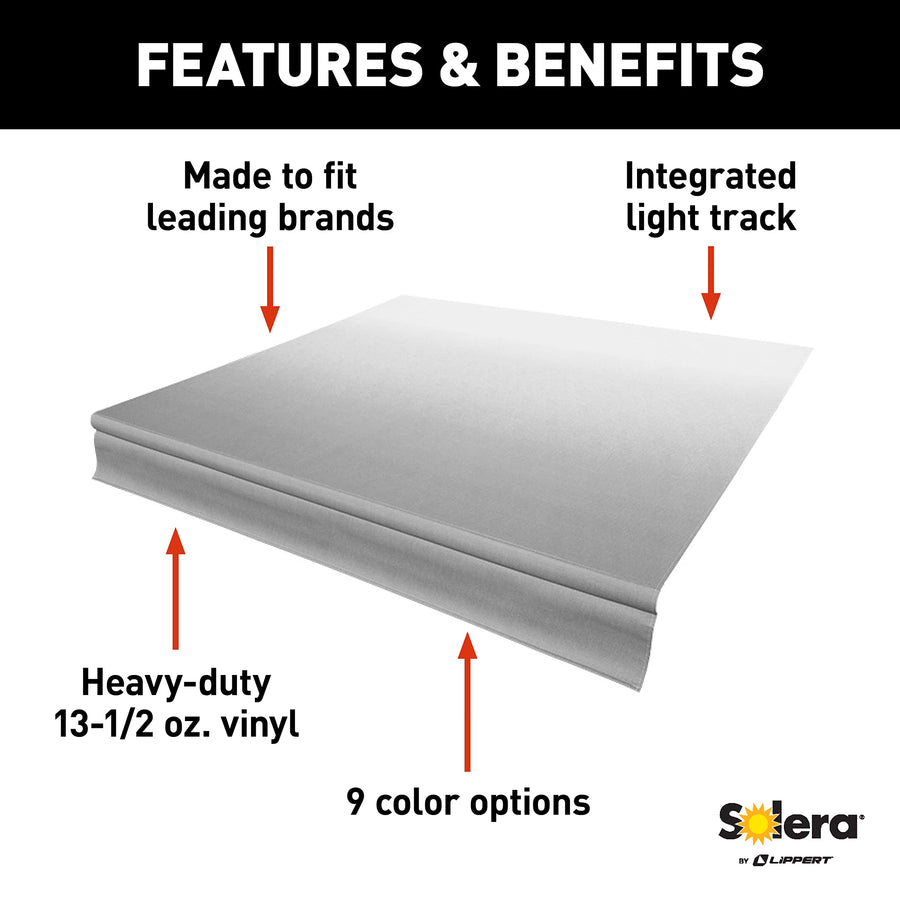 Solera Heavy-Duty Universal Fit Vinyl RV Patio Awning Replacement Fabric Silver Fade 16' Awning (15'4" Fabric)