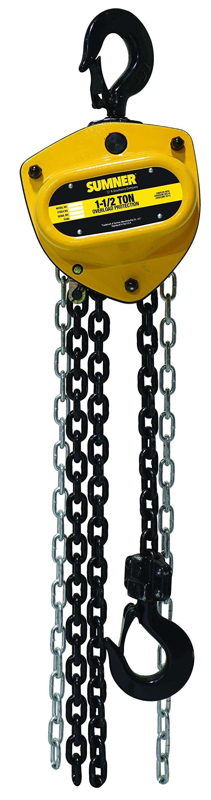 SUMNER Southwire 1-1/2 Ton Chain Hoist with 20 ft. Chain Fall and Overload Protection