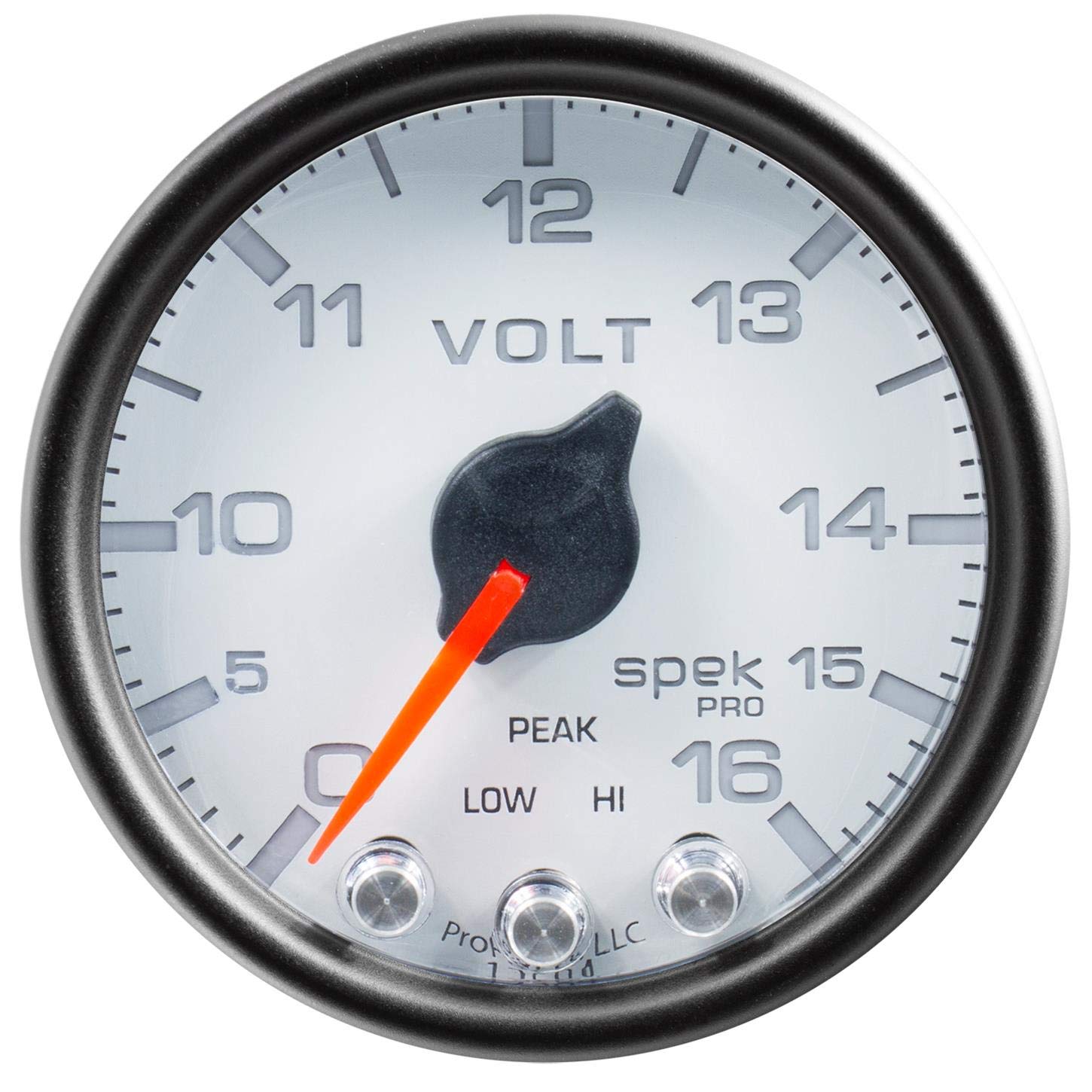 Gauge AUTO METER P34412 Voltmeter (Spek-Pro 2 1/16", 16V, Stepper Motorwith Peak & Warn, Wht/Blk, Spek-Pro)