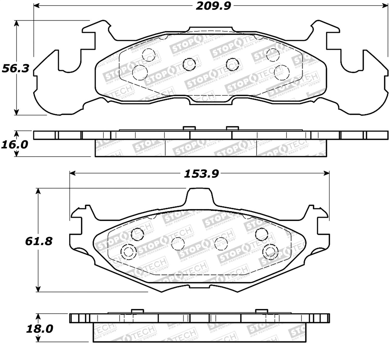 Front StopTech 308.02190 Brake Pads with Shims; Street