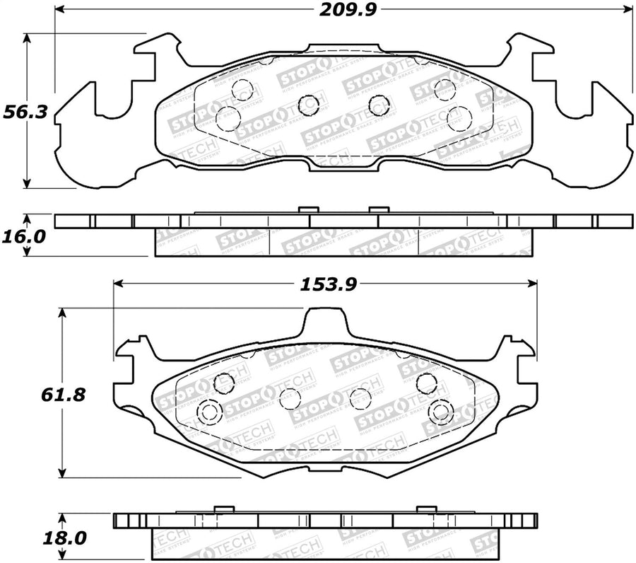 Front StopTech 308.02190 Brake Pads with Shims; Street