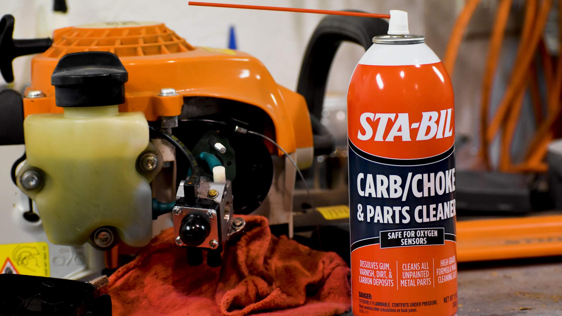 STA-BIL Parts & Carb/Choke Cleaner - Safe For Oxygen Sensors - Dissolves Gum, Varnish, Dirt, & Carbon Deposits - Cleans unpainted Metal Parts - High Grade Formula, 12.5 oz (22005)
