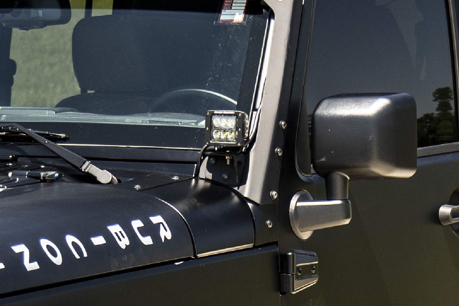 Lower Rough Country Windshield Light Brackets for 07-18 Jeep Wrangler JK - 70044 , Black