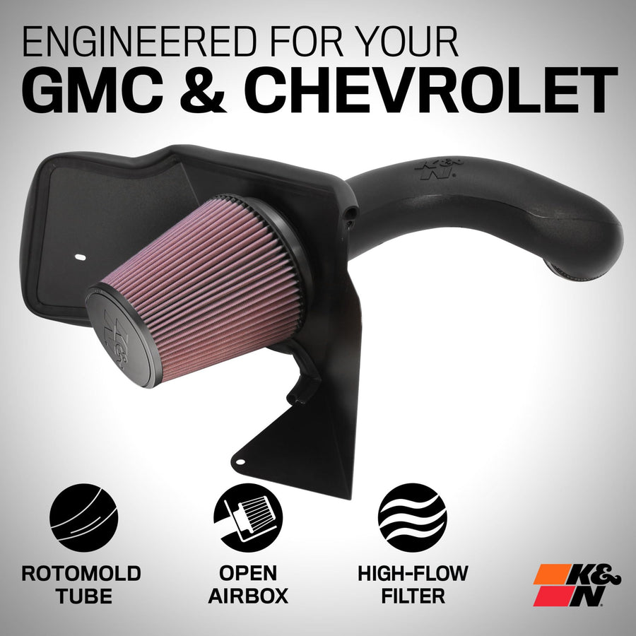 Cold Air Intake System K&N: High-Flow Air Filter, Increase Performance & Towing: Compatible with 1994-2004 Chervolet/GMC Silverado 1500,2500,3500, Sierra 1500, 57-3021-1