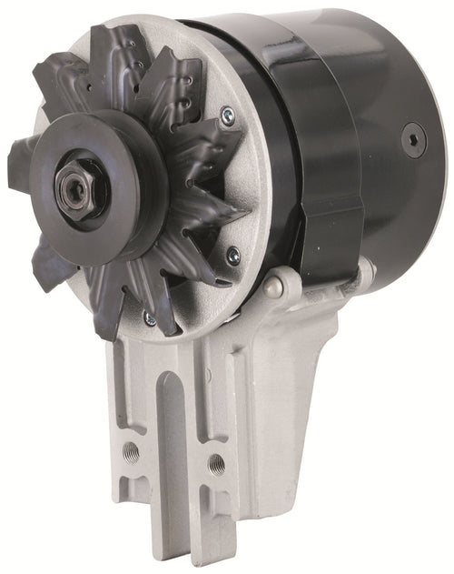Black Powermaster 82023 Alternator (PowerGEN Flat Head Strap Mating '49-'53 90A 12V Shorty)