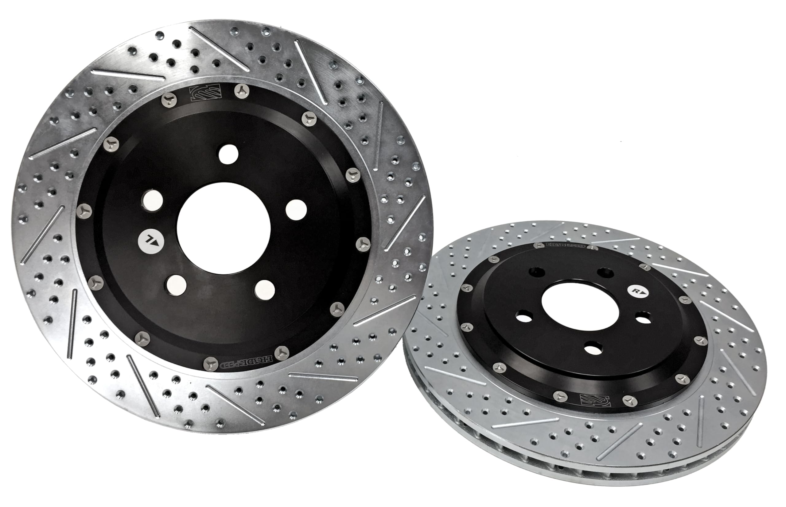 Baer Brakes EradiSpeed+ 2262023 Rear 2-piece Brake Rotors Slotted Drilled Zinc Plated