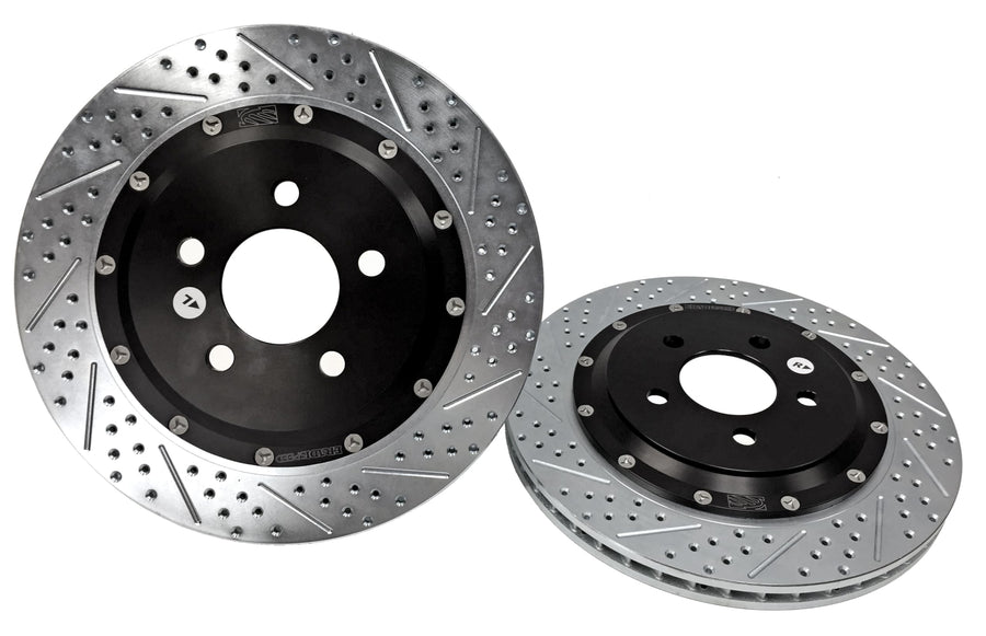 Baer Brakes EradiSpeed+ 2262023 Rear 2-piece Brake Rotors Slotted Drilled Zinc Plated