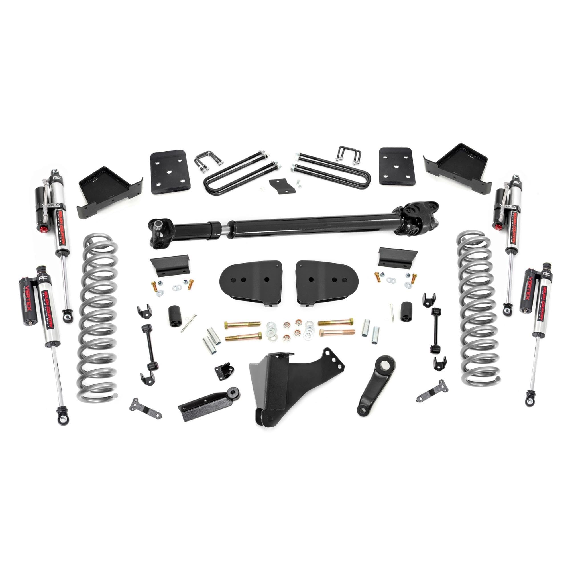 Rough Country 6 Inch Lift Kit with Reservoir Vertex Shocks for Ford F-250/F-350 Super Duty (2023 w/No OVLDS) - Fits 4" Axle, Diesel, Includes FR Driveshaft