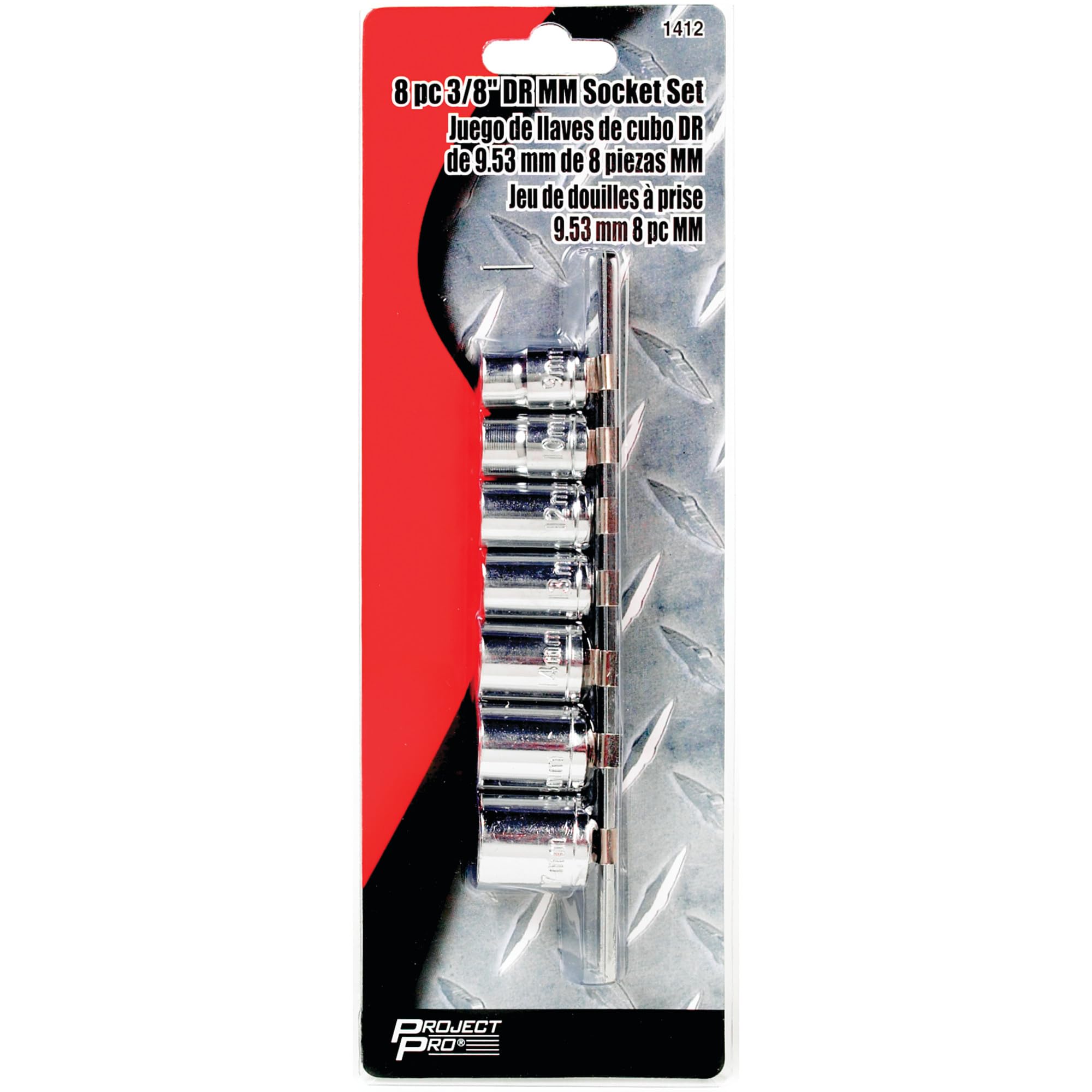 Sizes Performance Tool 1412 9-17mm Sockets Storage Rail Socket Organizer - Keep Your Tools Organized and Accessible