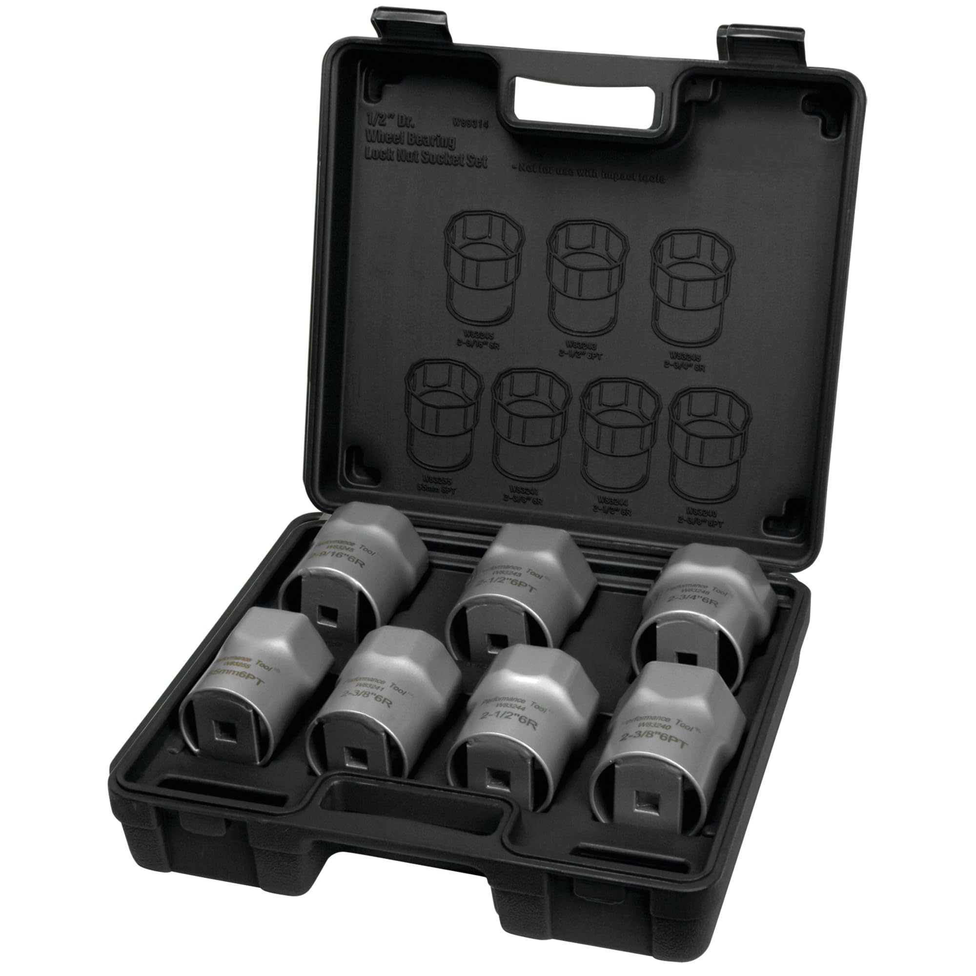 W89314 Performance Tool 1/2-Inch Drive Wheel Bearing Lock Nut Socket Set, 7-Piece